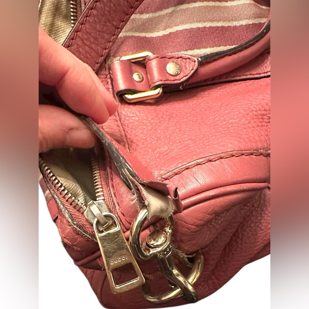Gucci Rose Leather Medium Web Boston Bag - Picture 10 of 14